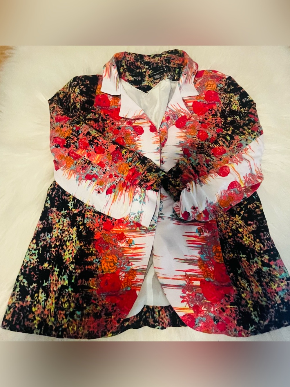 New Directions Women’s Multicolor Geometric Print Blazer One Button Front Size S - Picture 2 of 8